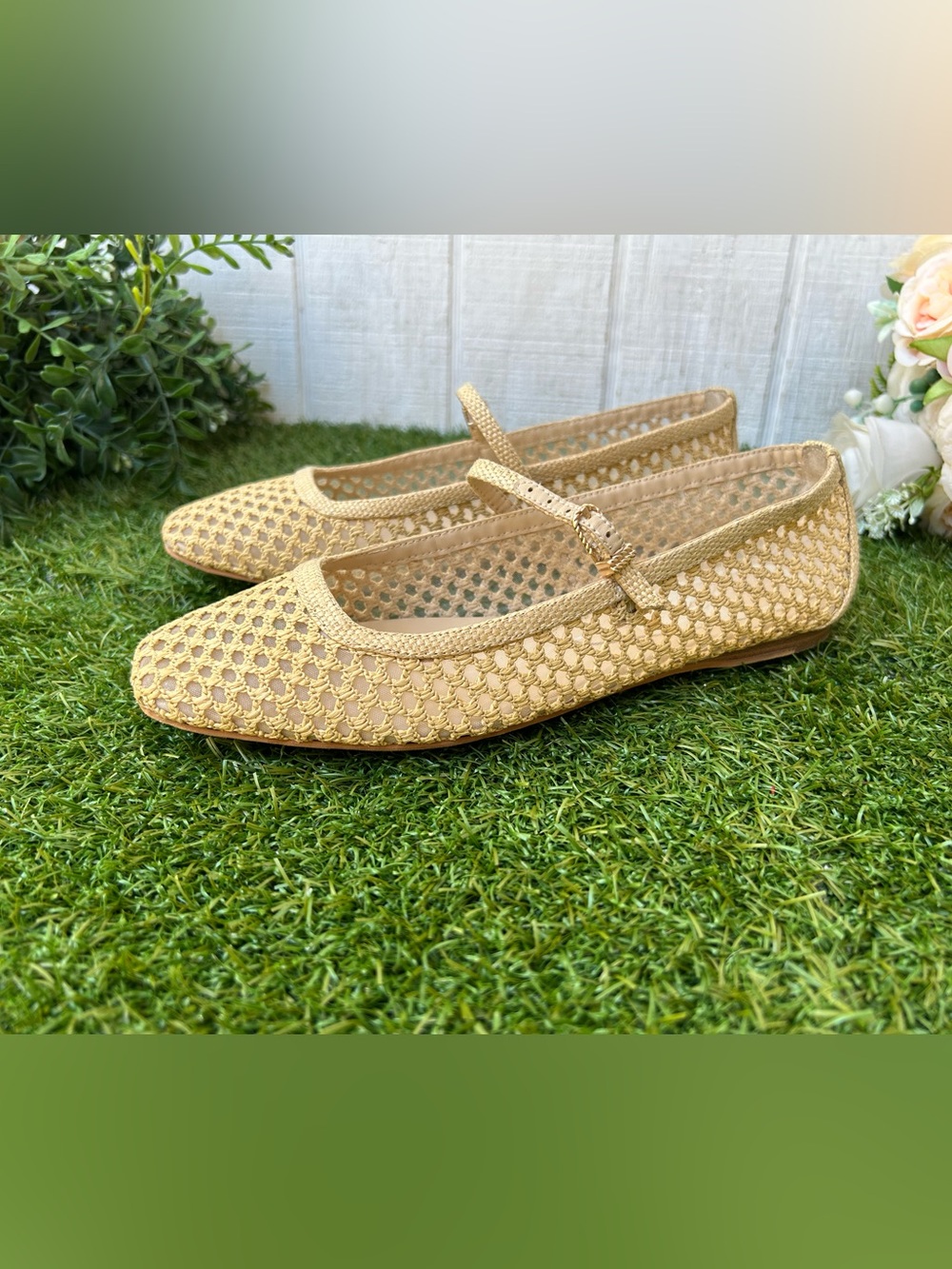 DOLCE VITA Reyes Woven Mary Jane Flats in Tan Light Natural woven raffia Sz 7 - Picture 10 of 16